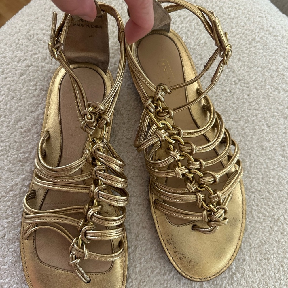 Coach Gold Strappy Sandals